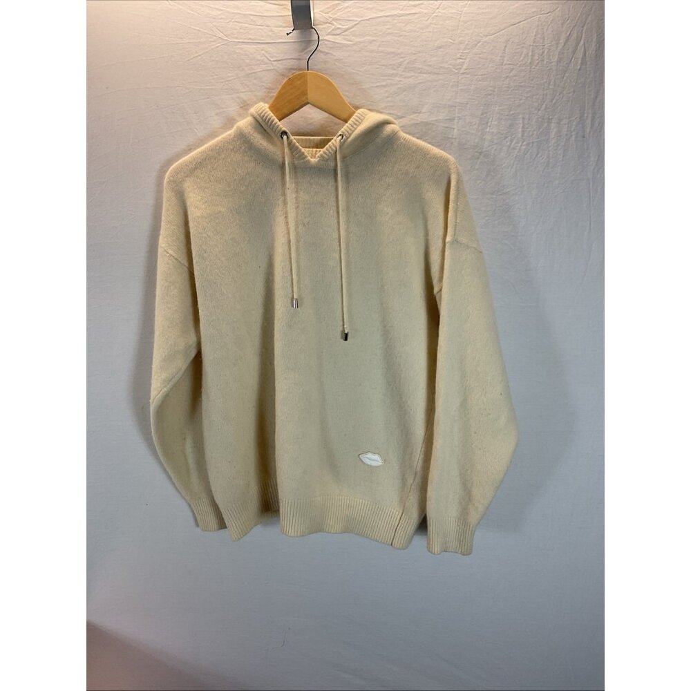 Markus Lupfer Ivory Hoodie Sweater Cashmere‎ Wool Lips minimalist LG Italy